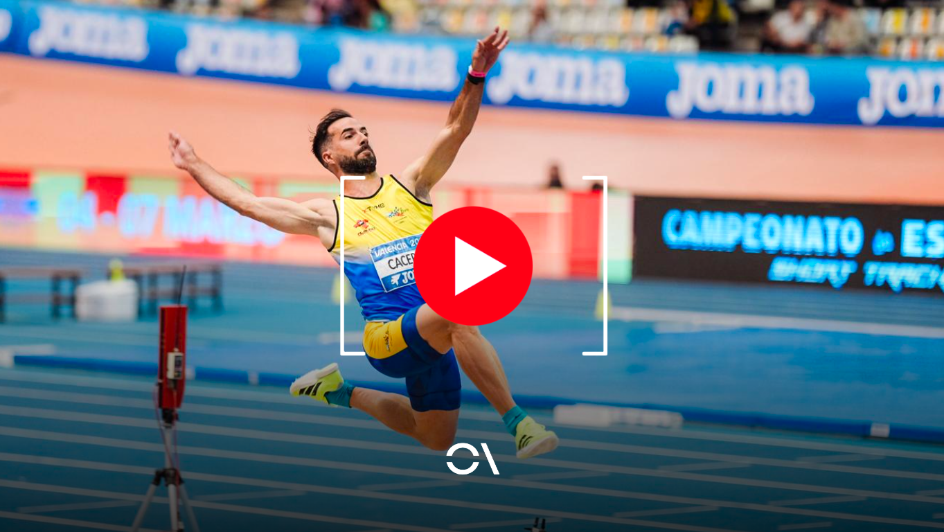 Eusebio Cáceres se ha proclamado campeón de España de salto de longitud con un espectacular salto de 8.19 metros. SPORTMEDIA.