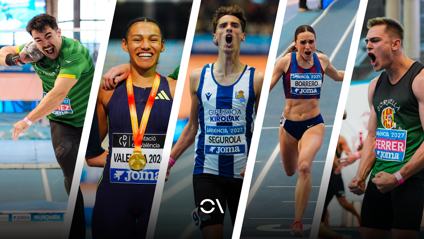 Algunos de los nuevos campeones de España de pista cubierta en Valencia. SPORTMEDIA.