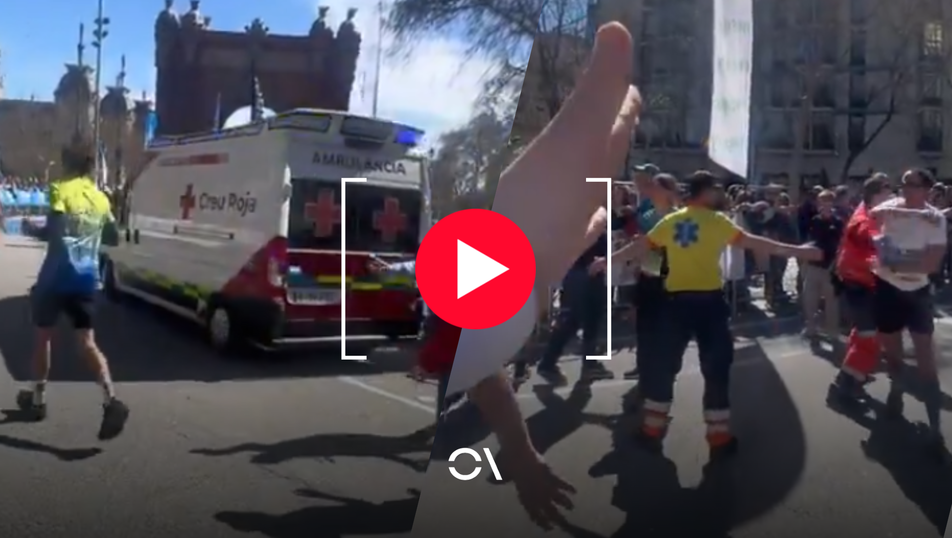 Incivismo en el Maratón de Barcelona mientras una ambulancia atendía una emergencia