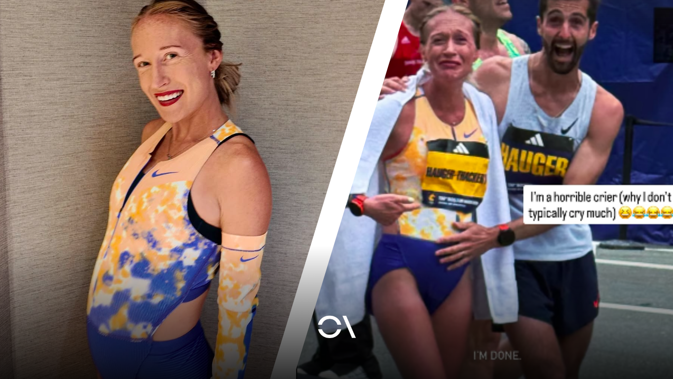 Calli Hauger-Thackery compitió embarazada el Maratón de Boston 2026.