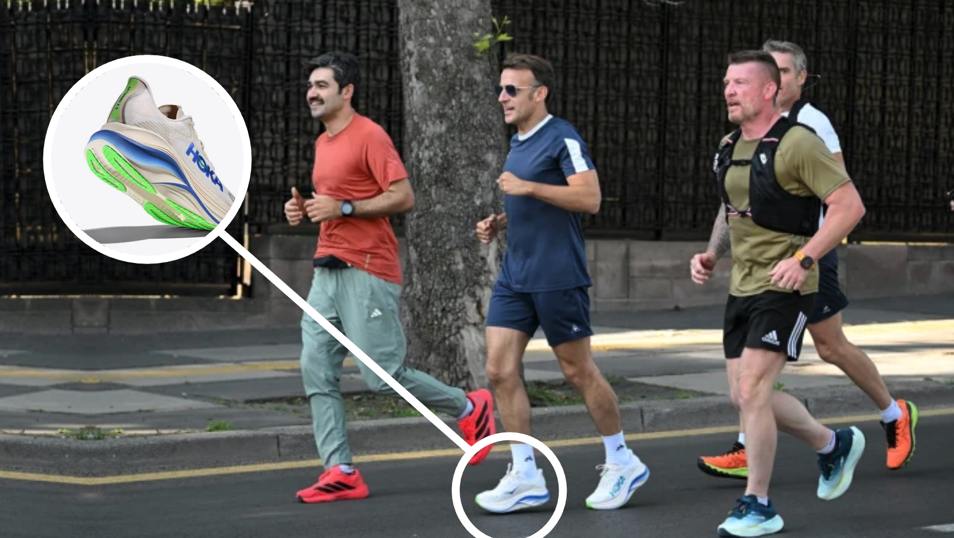 Las zapatillas de Macron: el presidente francés corre con un modelo con carbono recién lanzado