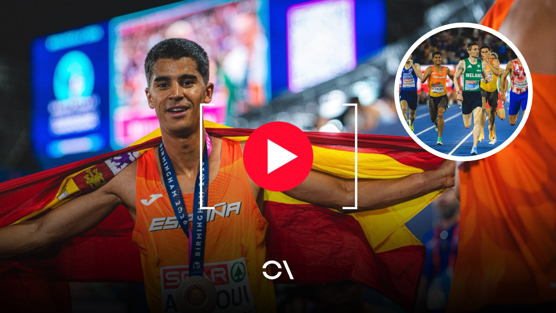 Mohamed Attaoui tras lograr el tercer puesto en el Europeo de Birmingham. VSM PHOTOEVENTS.
