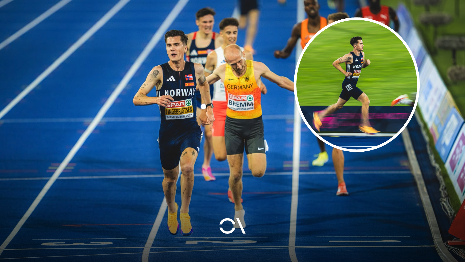 Los datos de Jakob Ingebrigtsen para ganar el 5000 del Europeo de Birmingham. VSM PHOTOEVENTS.