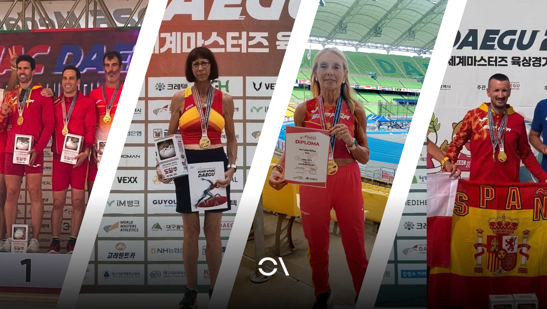 Algunos de los españoles que se colgaron el oro en el Mundial máster de Daegu.