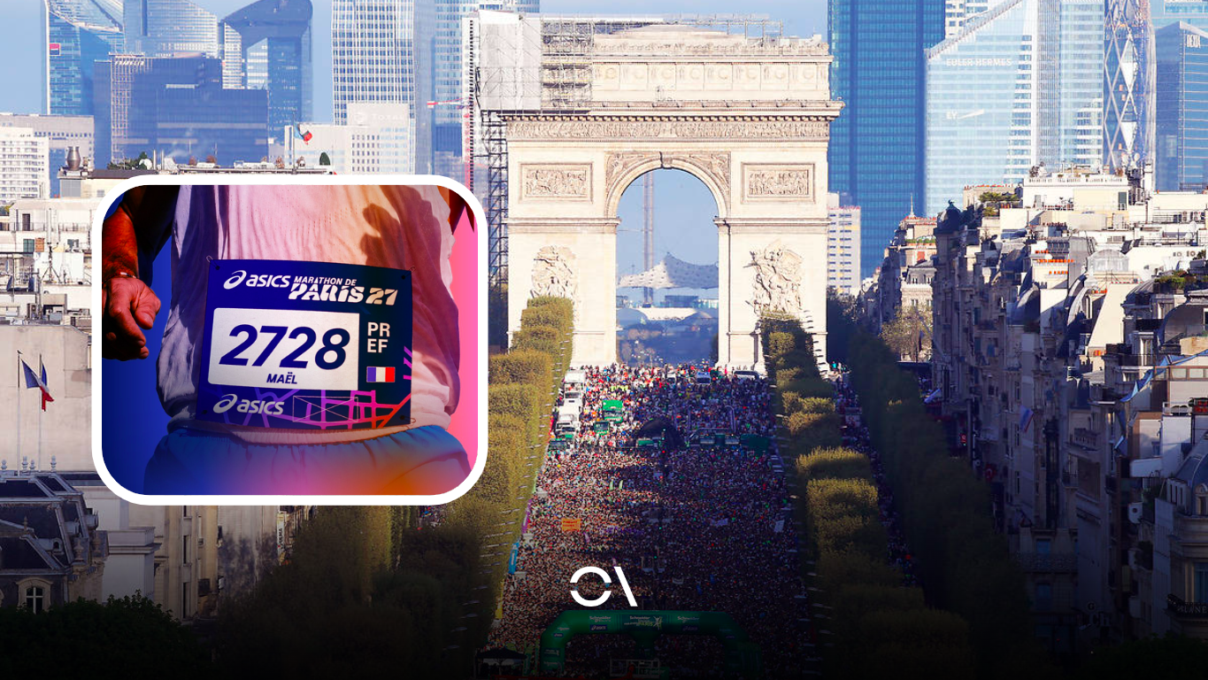 El Maratón de París en los Campos Elíseos.