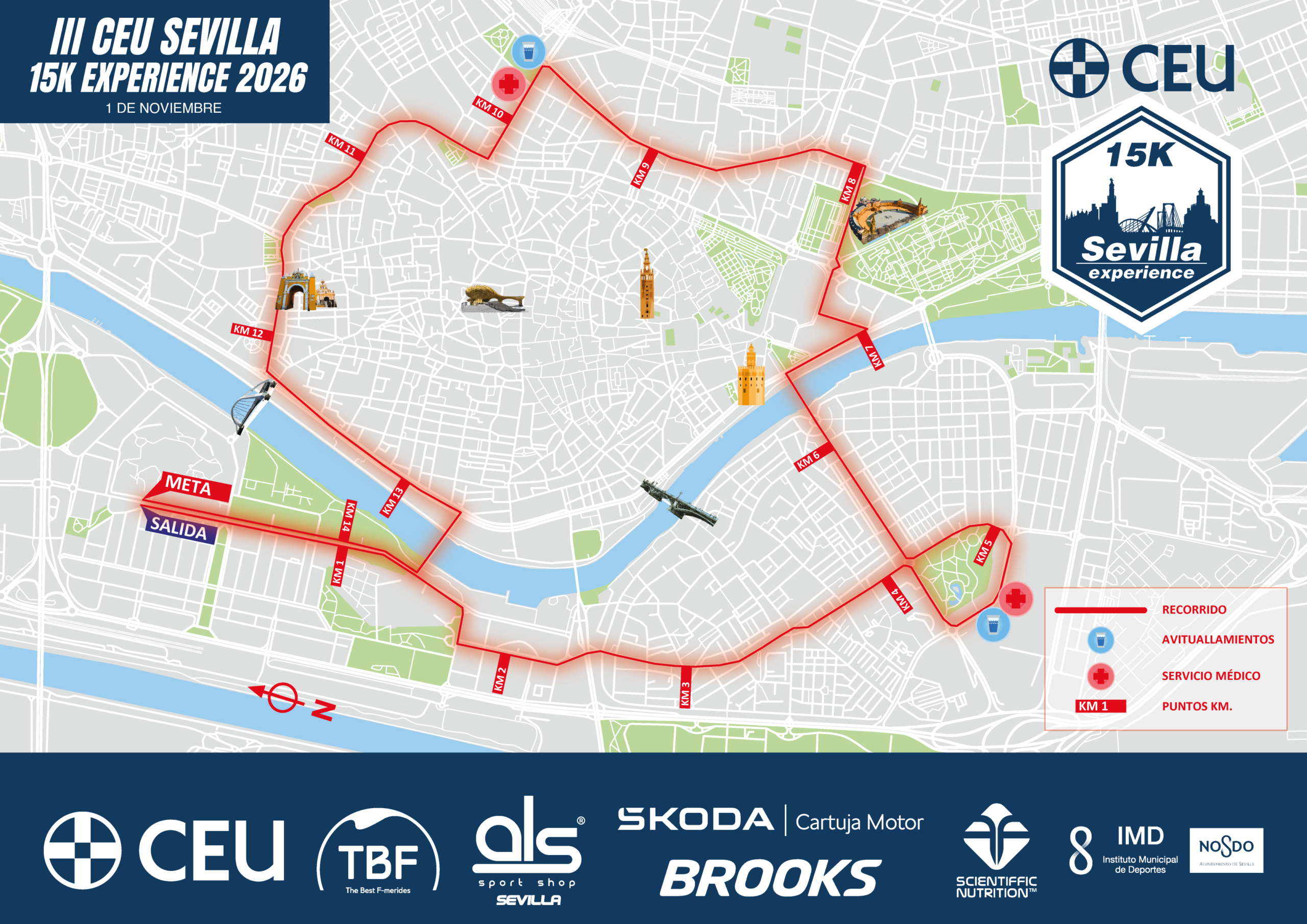 Recorrido del 15K de Sevilla 2026
