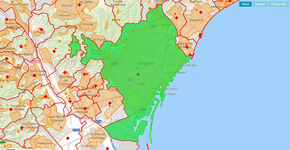 El término municipal de Barcelona. Foto: Instituto Geográfico Nacional.
