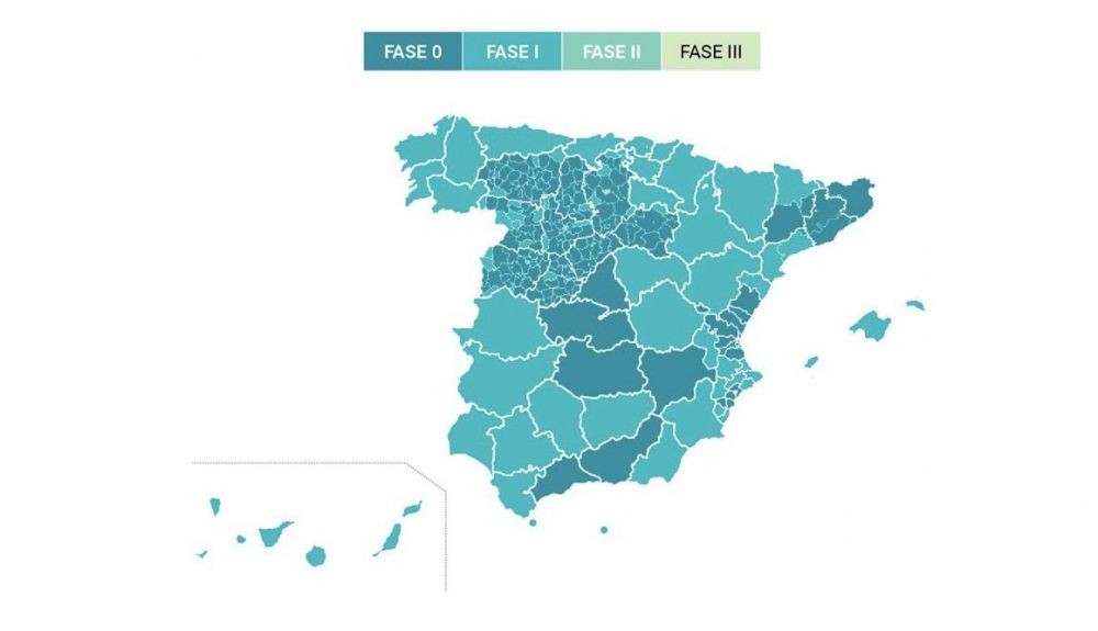 El mapa de la desescalada en España, por fases. Foto: eldiario.es