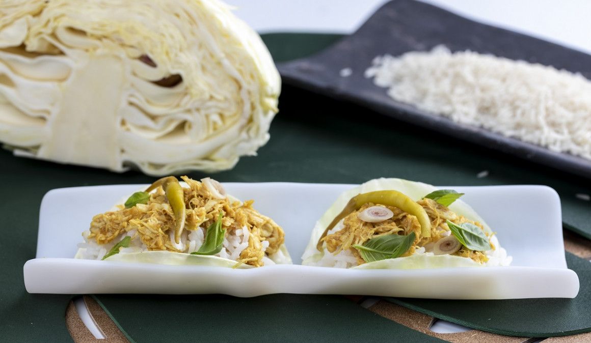 Taco de pollo con jengibre y lima