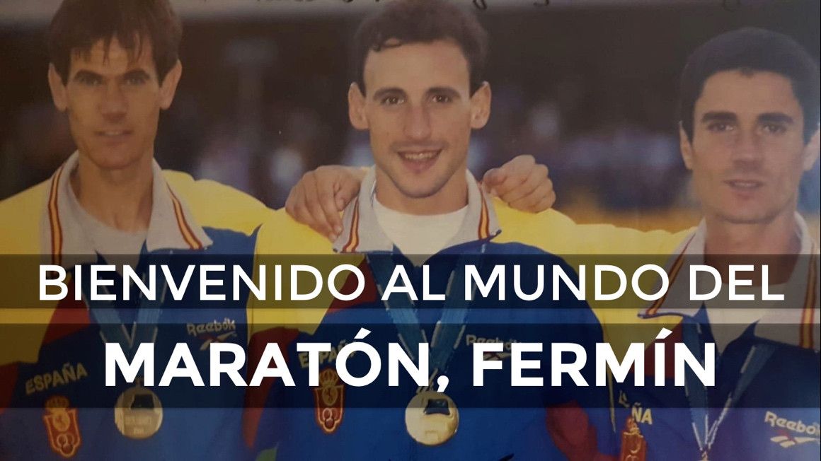 Abel Antón, Fermín Cacho y Martín Fiz en una foto de 1994 tras haber sido campeones de Europa de 10.000 m, 1.500 m y maratón respectivamente | soycorredor.es