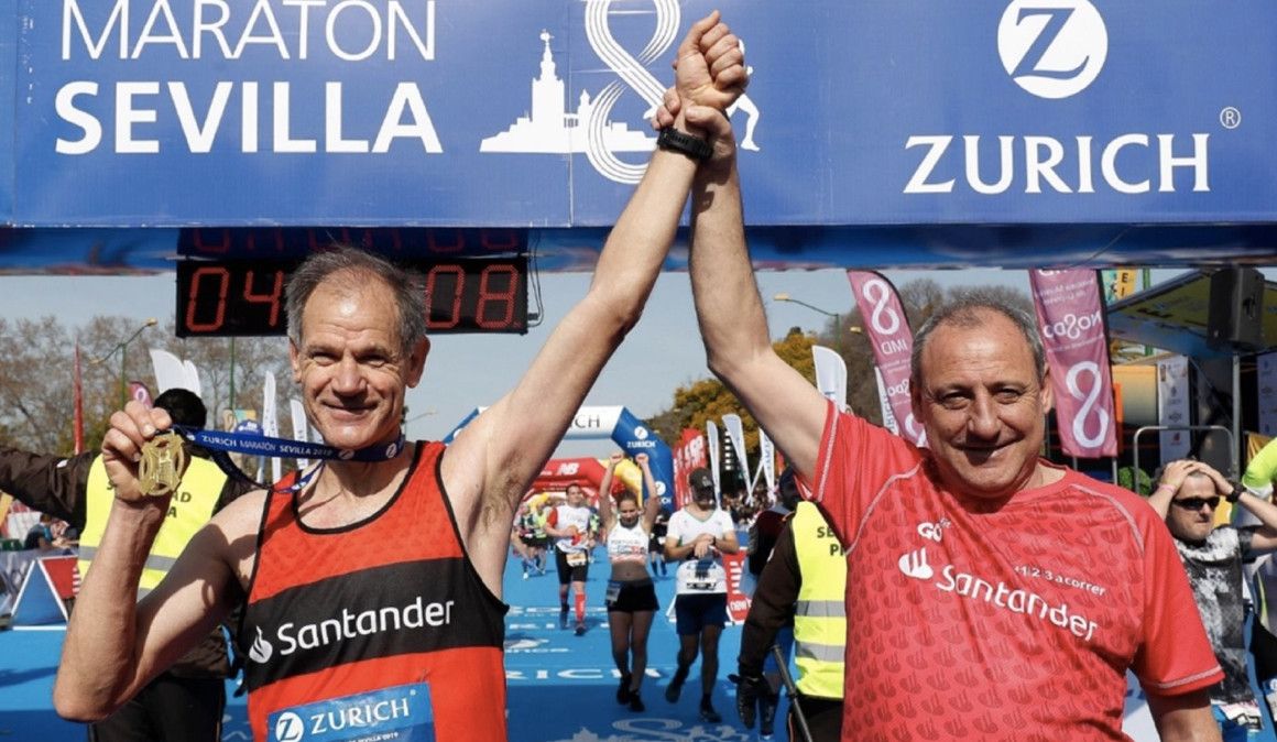 Abel Antón junto a Fermín Cacho, al que entrenó para el Zurich Maratón de Sevilla | soycorredor.es