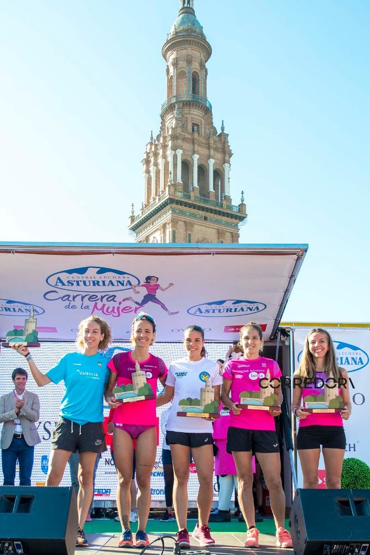 El podio de la Carrera de la Mujer de Sevilla 2019-1