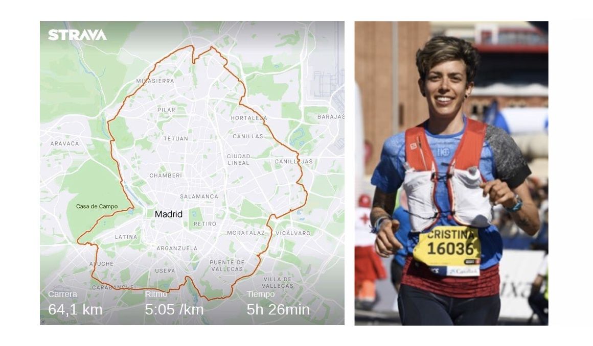 Cris Santurino completa los 64 kms del anillo ciclista de Madrid... ¡CORRIENDO!