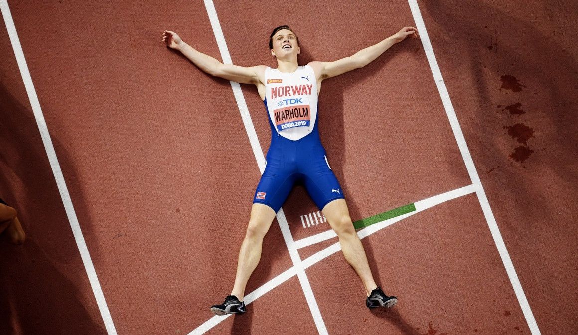 Karsten Warlhom celebrando el título mundial de los 400 metros vallas | European Athletics