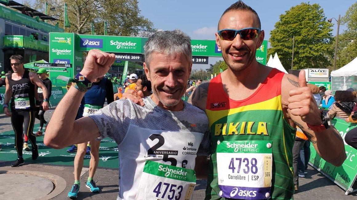 Martín Fiz y Juanmi Esteban en el último Maratón de París | soycorredor.es