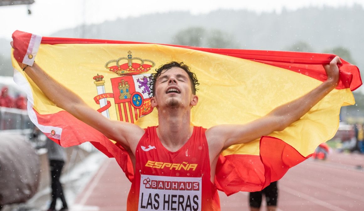 Aarón las Heras celebrando el título europeo Sub 20 de Boras (Suecia) | Sportmedia