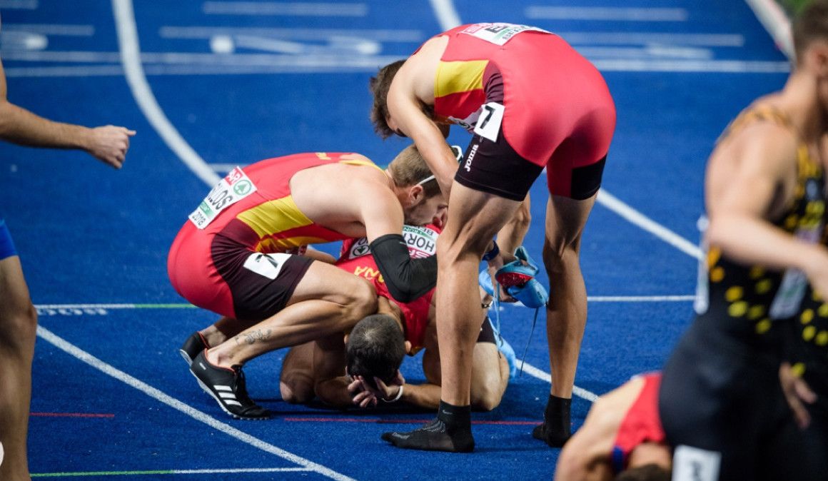 Una imagen del 4x400 m de Berlín en el que España fue bronce | Sportmedia