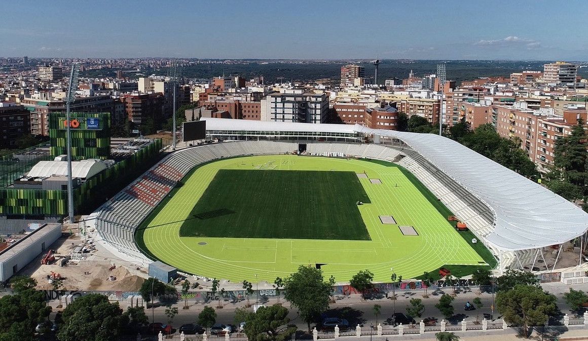 El Estadio de Vallehermoso de Madrid desde el aire en una imagen previa a su inauguración.