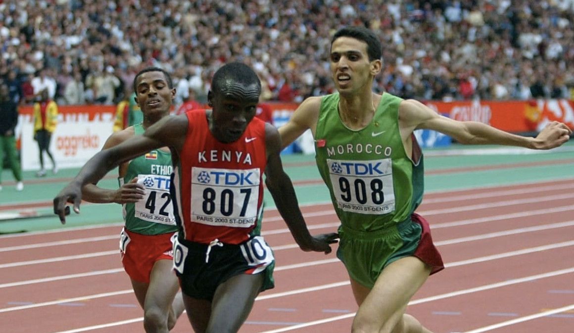 Eliud Kipchoge y Hicham El Guerrouj en la final de París 2003 | IAAF