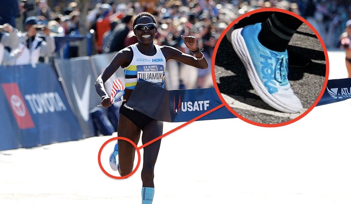 Detalle de las HOKA ONE ONE Rocket X que utilizó Tuliamuk en Atlanta | soycorredor.es