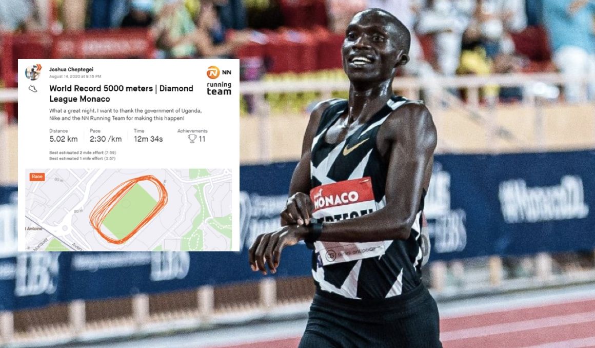 Cheptegei comparte en Strava su WR de 5.000m. Foto: NN Running Team.