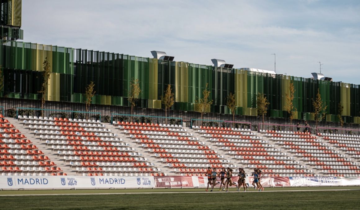 El vacío Estadio de Vallehermoso, en Madrid. Foto: Sportmedia.