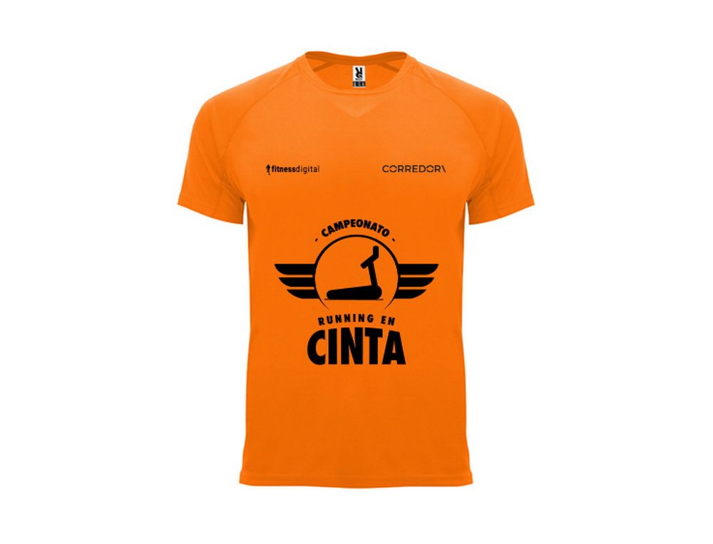 Así es la camiseta naranja del desafío de running en cinta