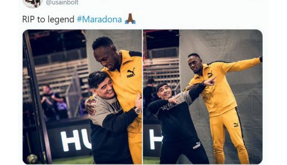 Usain Bolt con Diego Armando Maradona Usain Bolt con Diego Armando Maradona