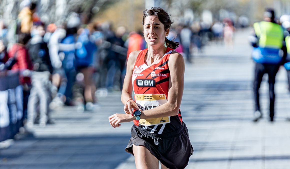 Beatriz Álvarez parando el crono en el 10K de Alcobendas 2020. VSM PHOTOEVENTS Beatriz Álvarez parando el crono en el 10K de Alcobendas 2020. VSM PHOTOEVENTS