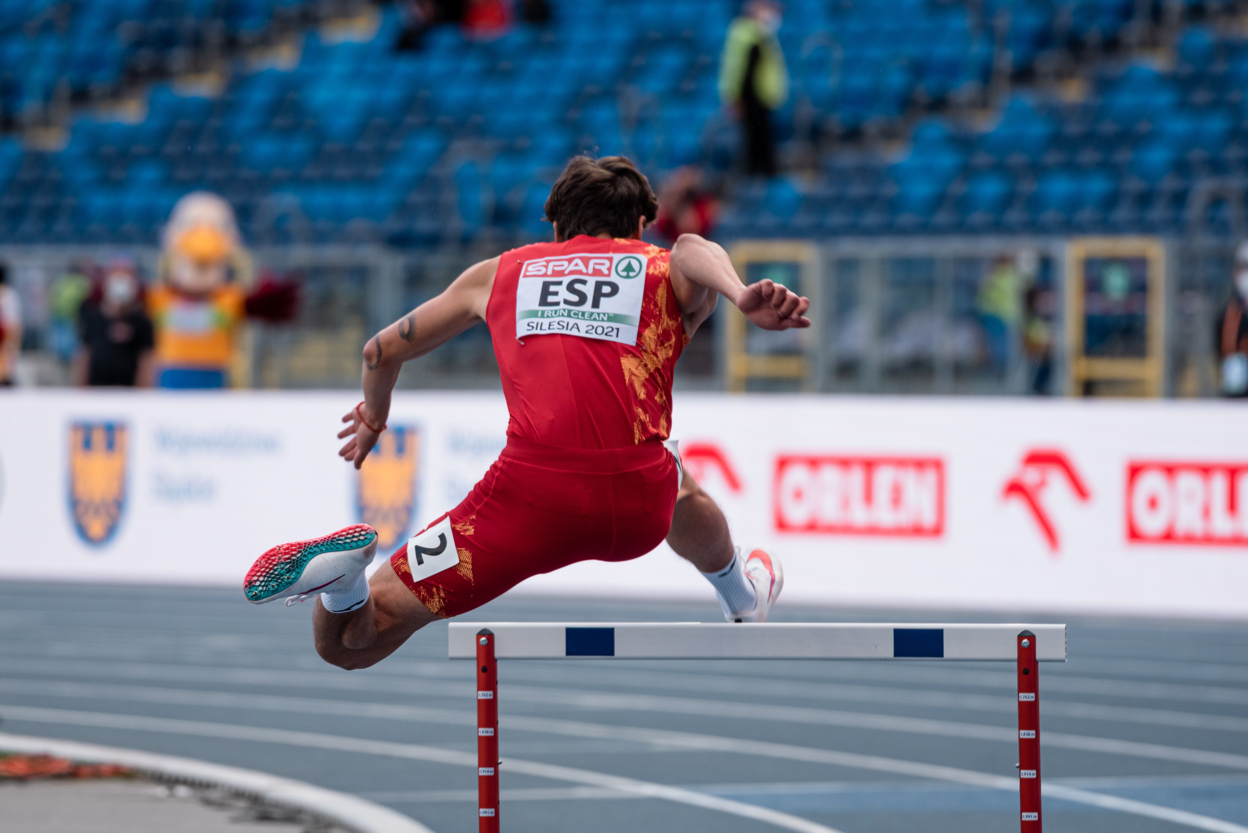 Jesús David Delgado, en los 400 metros vallas, fue el encargado de abrir la actuación española en Chorzów. Fue quinto. Foto: Sportmedia.