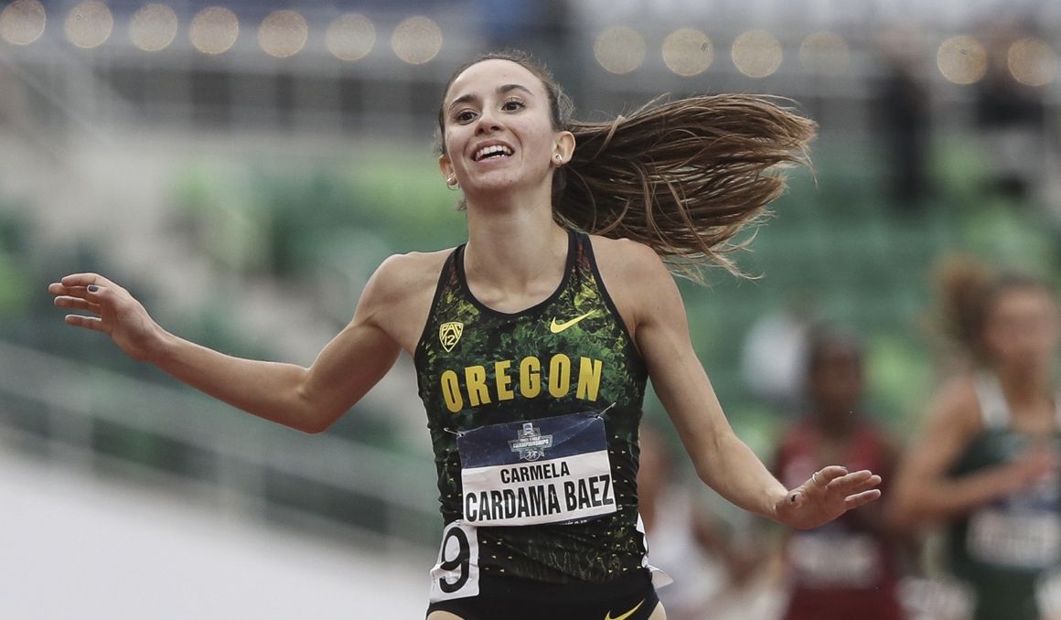 Histórica victoria de Carmela Cardama en la NCAA. Foto Oregon TF