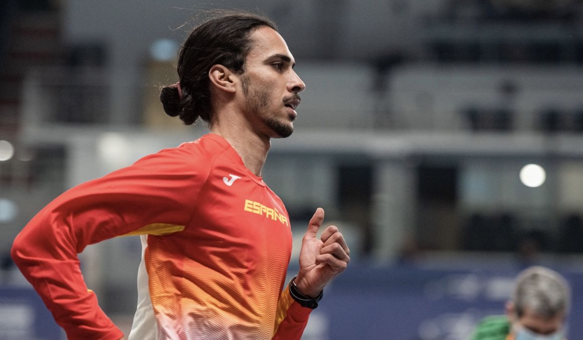 Mo Katir, en un entrenamiento antes del Europeo indoor de Torun. Foto: Sportmedia.