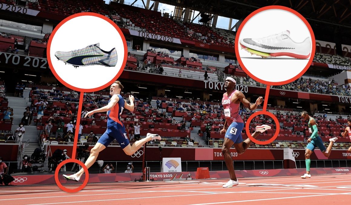 Warholm y Benjamin con sus respectivas zapatillas en Tokio 2020. WA.