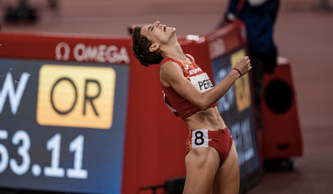 Marta Pérez después de ser novena en la final de los 1.500 metros de Tokio 2020. SPORTMEDIA.