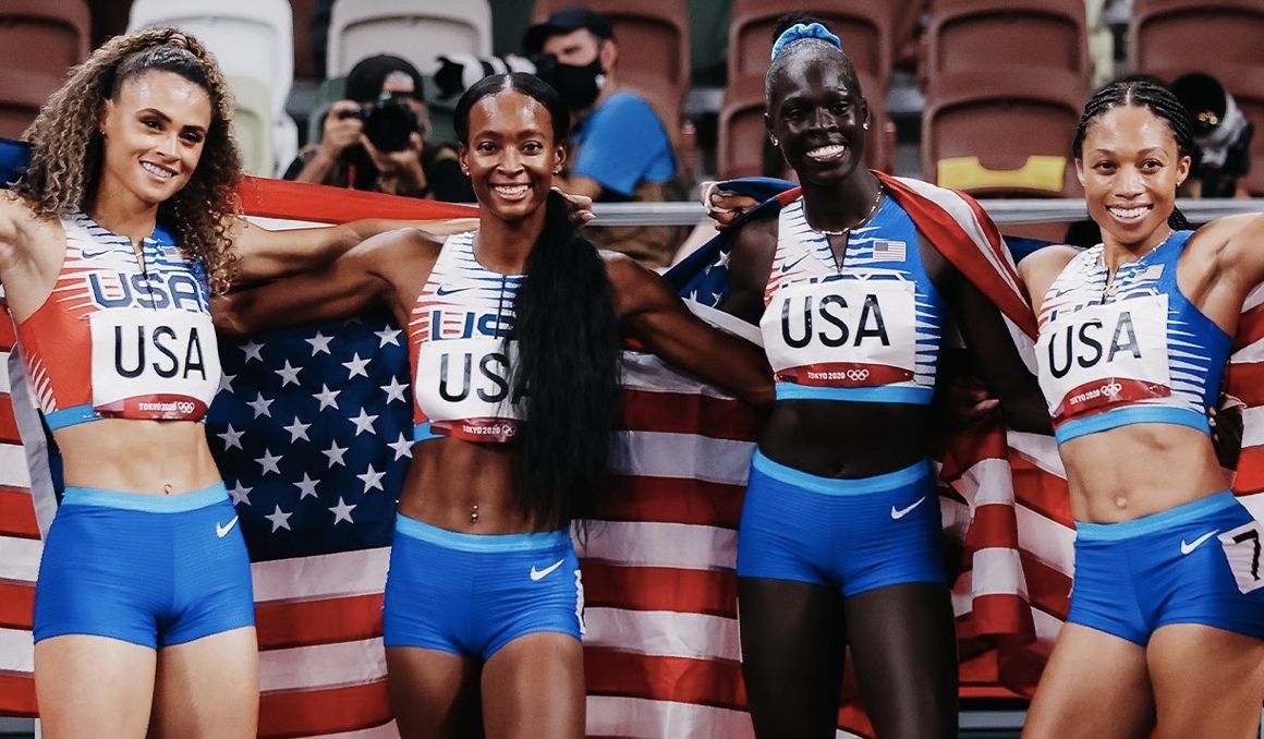 El relevo 4x400 metros femenino de Estados Unidos fue de lo mejor en Tokio 2020. USATF.