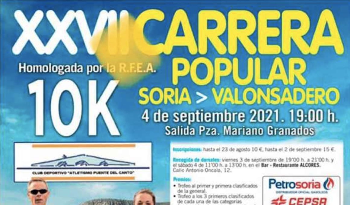 El 10K Soria Valonsadero se disputa este sábado 4 de septiembre.